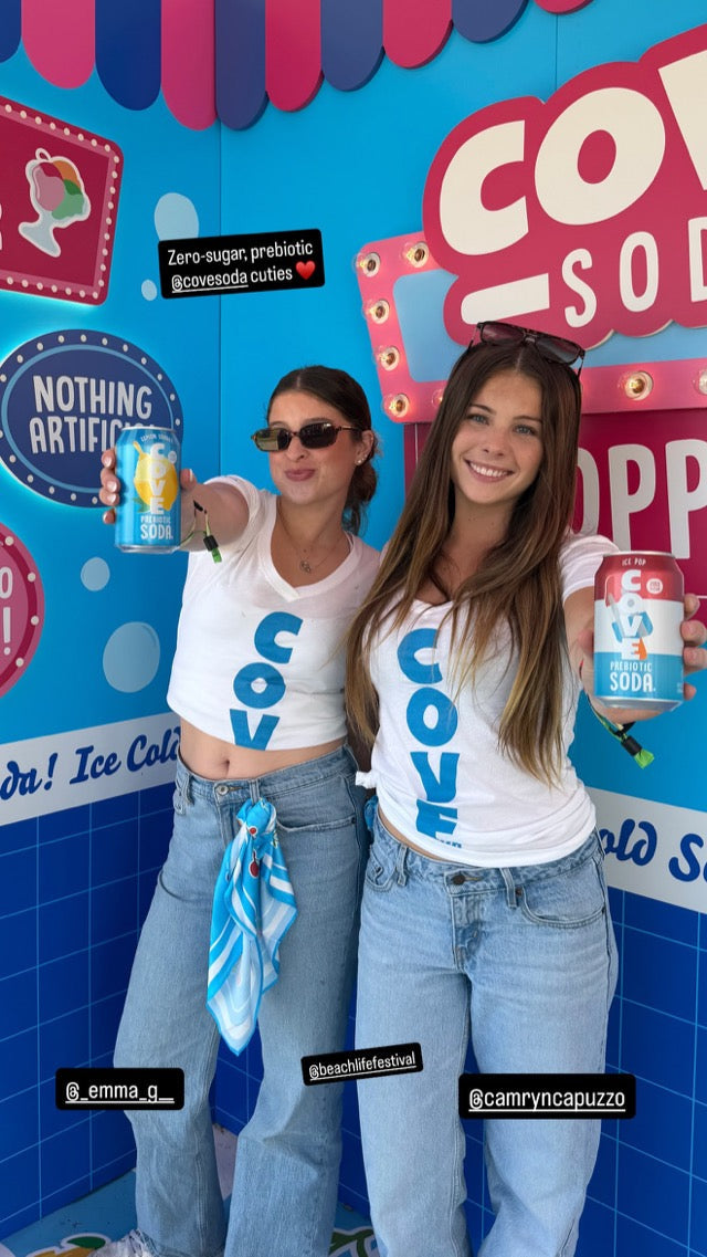 Serving ice-cold Cove at a festival