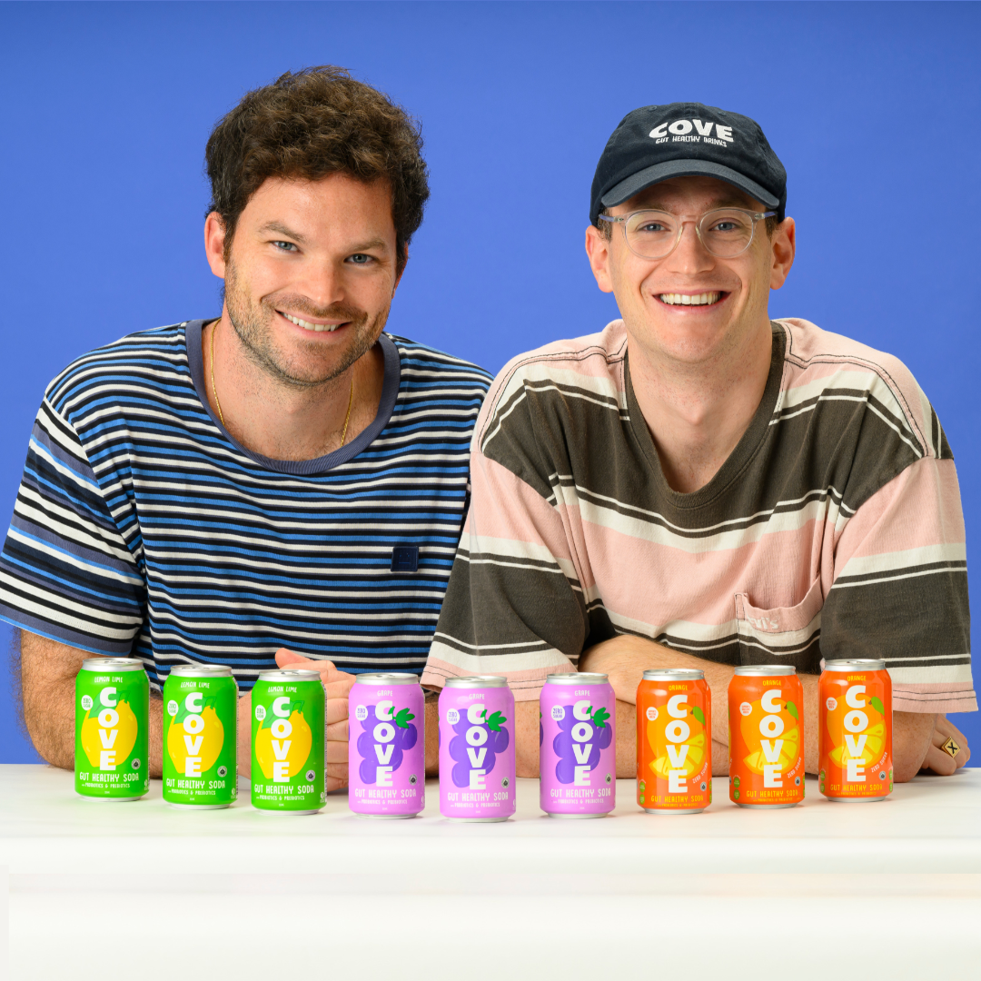 The founders behind the new Cove Soda can lineup at the rebrand reveal