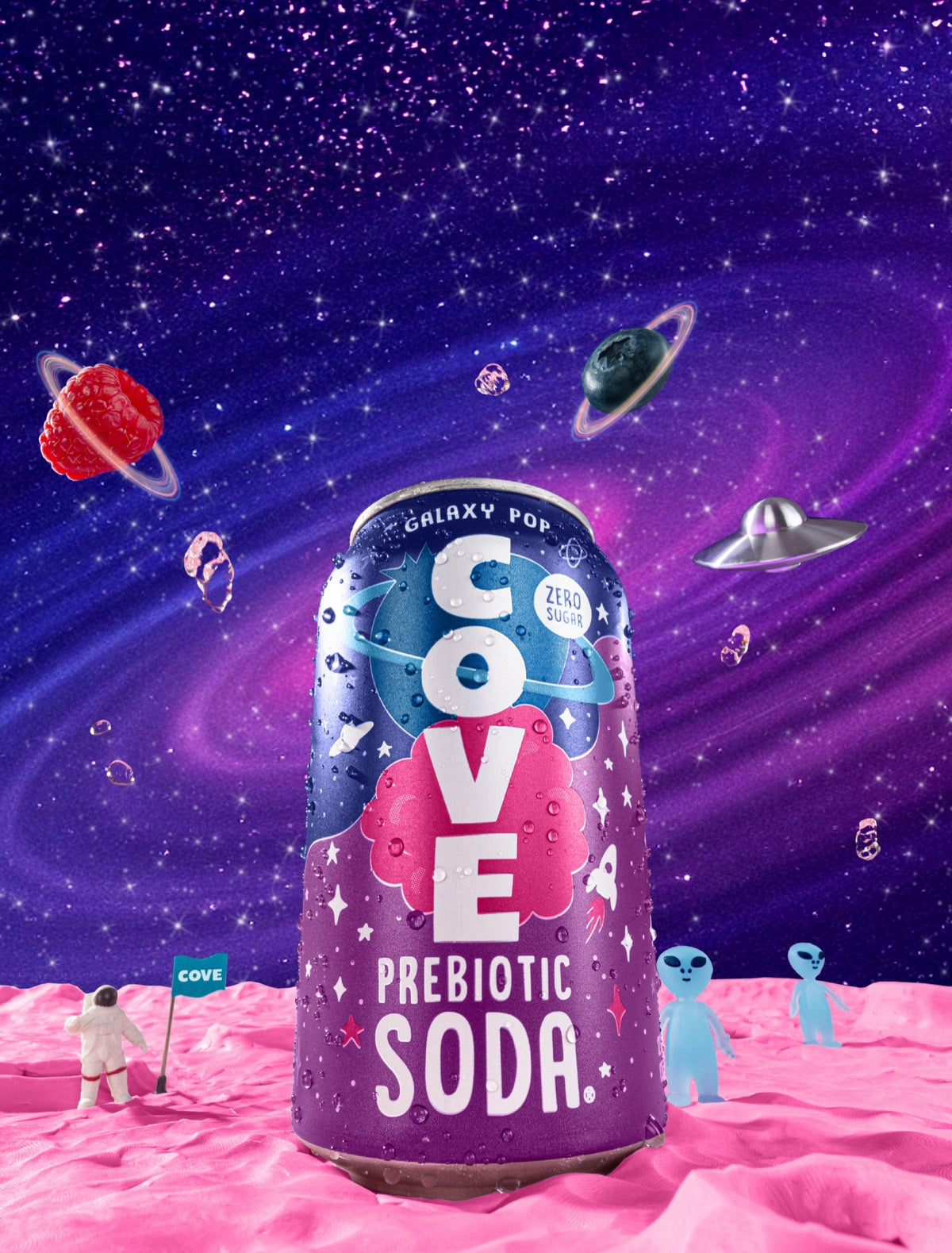 Cove Galaxy Pop can in outer space